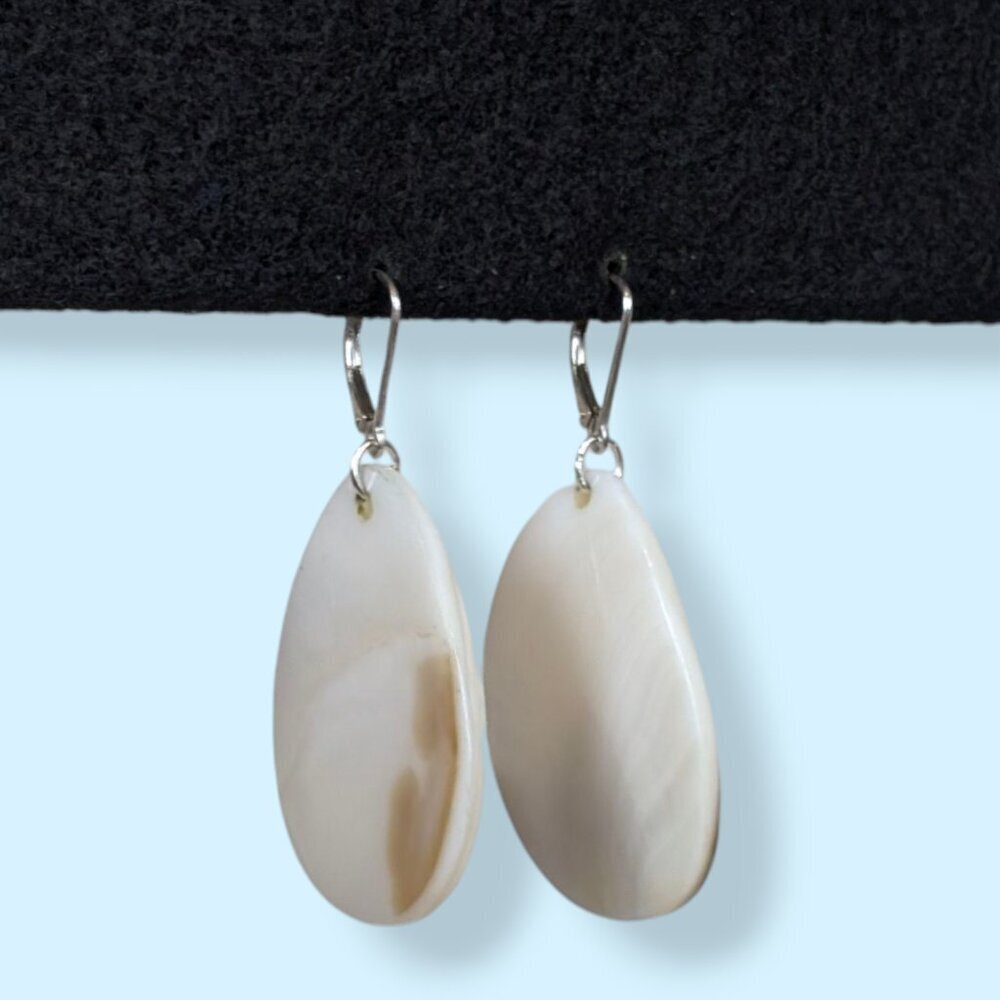 Sterling Dangling White Shell Earrings